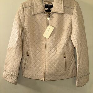 St. John Beige Quilted Leather Jacket